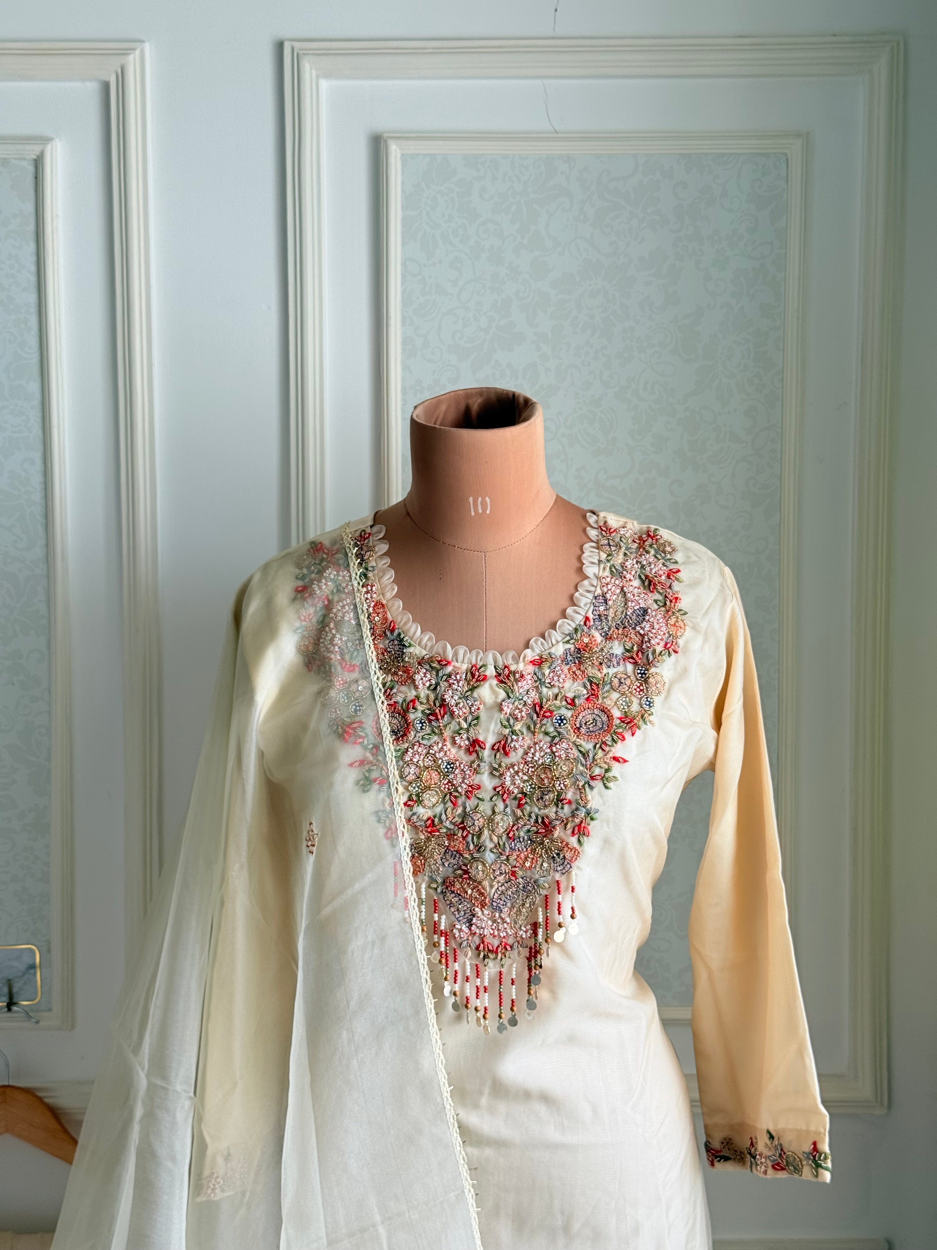 Ivory Organza Shararah Set