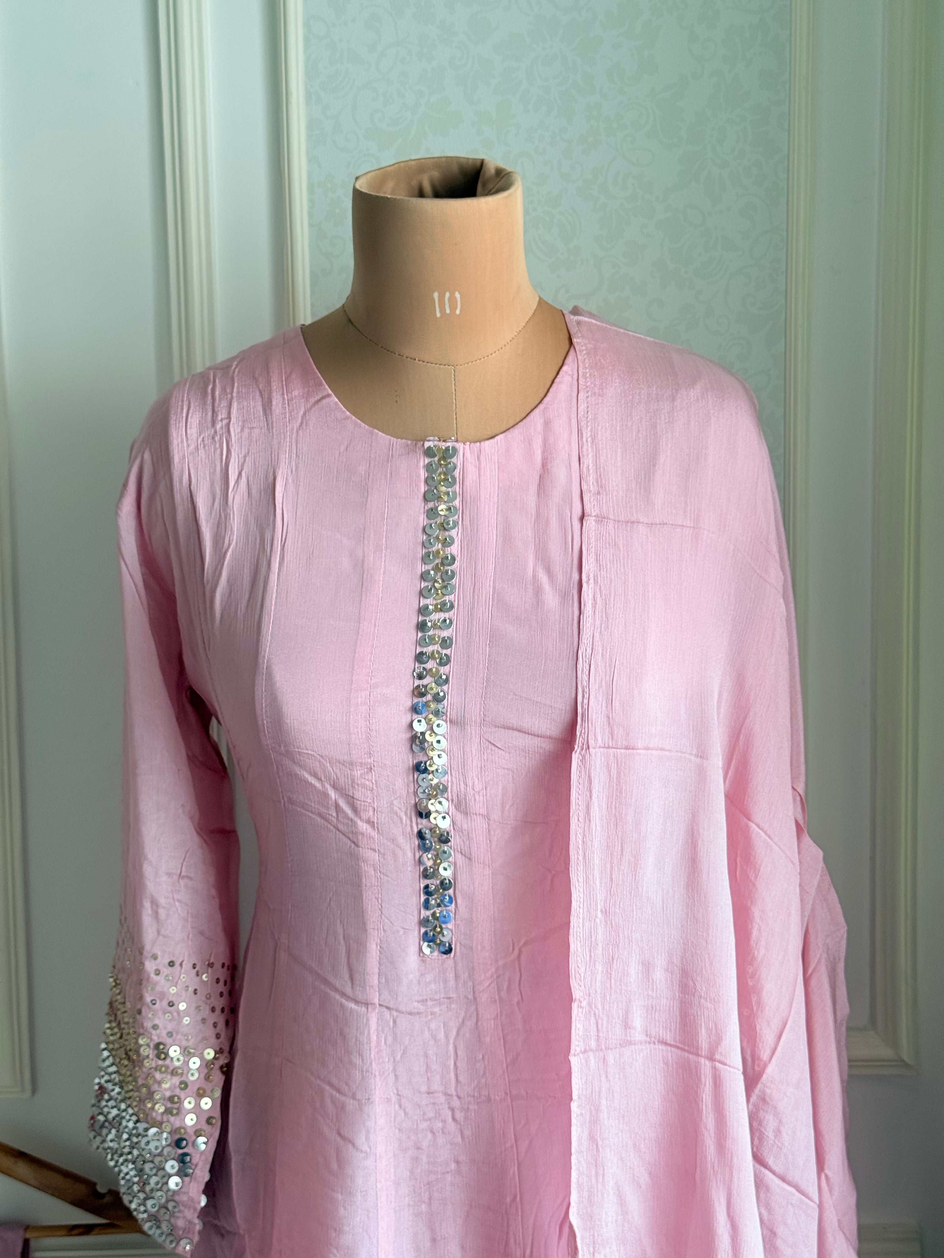Chinnon baby pink Anarkali