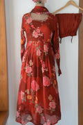Red Anarkali set