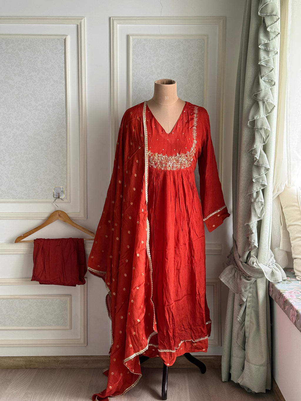 Rust Orange Chinnon Suit Set