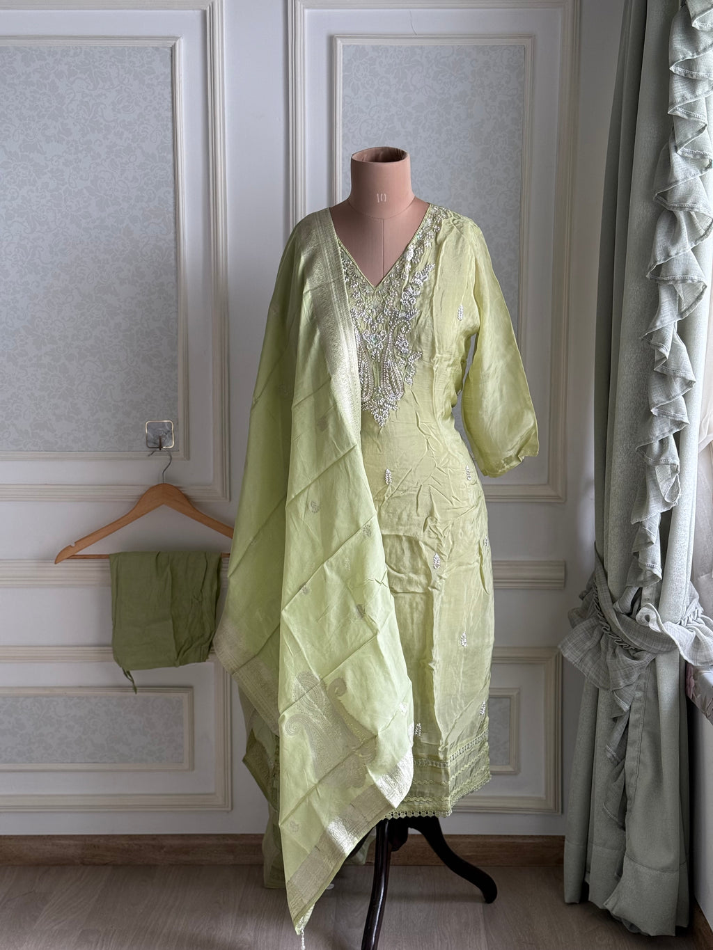 Pastel Green Organza Suit Set
