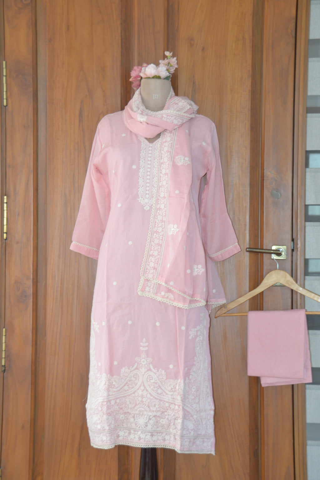 Baby Pink Chikankari Suit Set