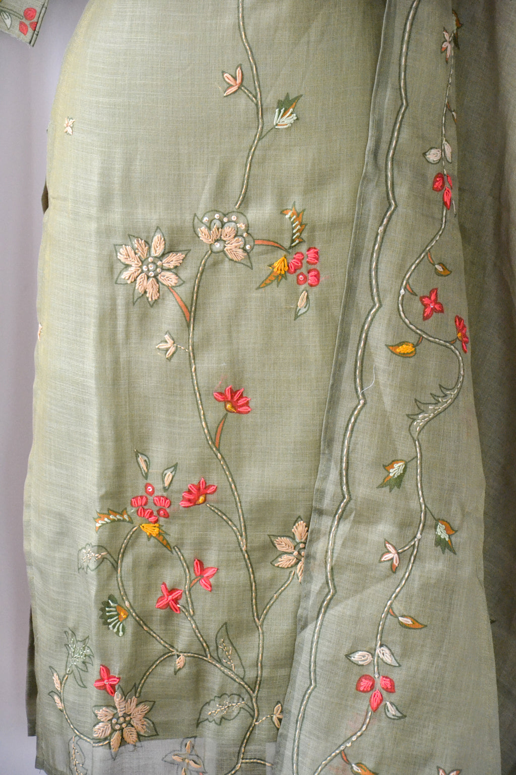 Kantha Work Tissue-Cotton blend