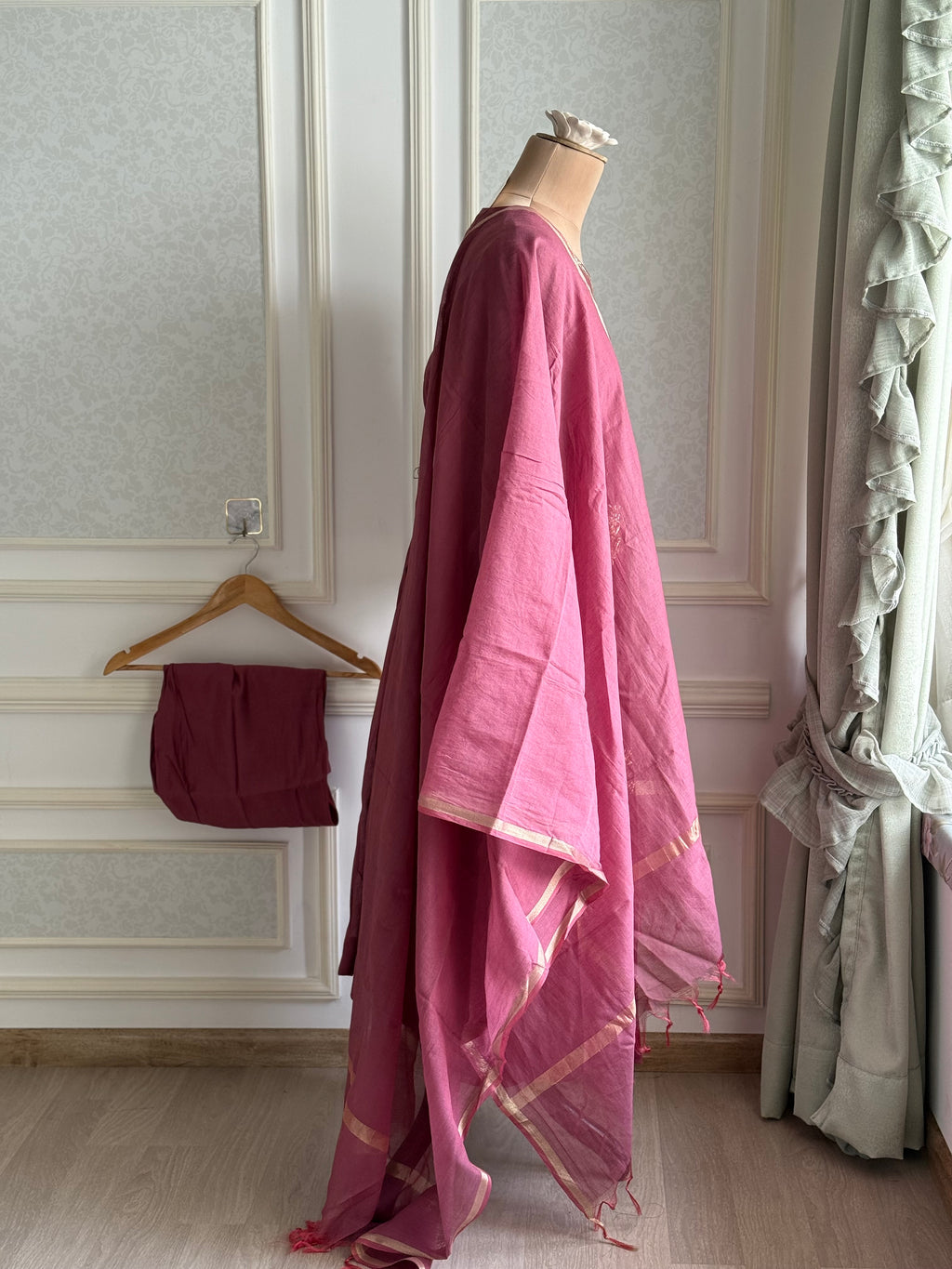 Rose pink mulchanderi suit