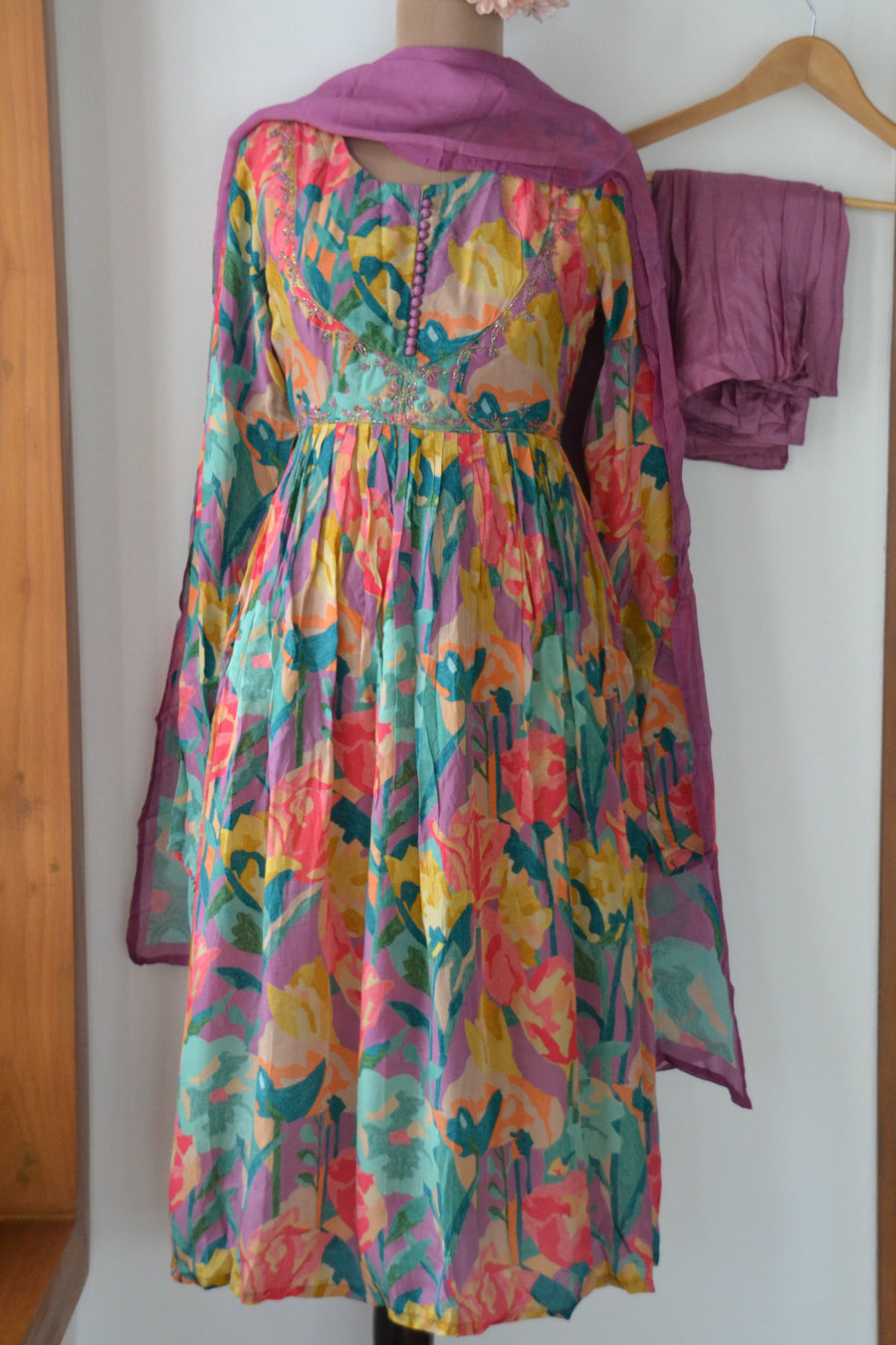 Multicolour Floral Anarkali Set