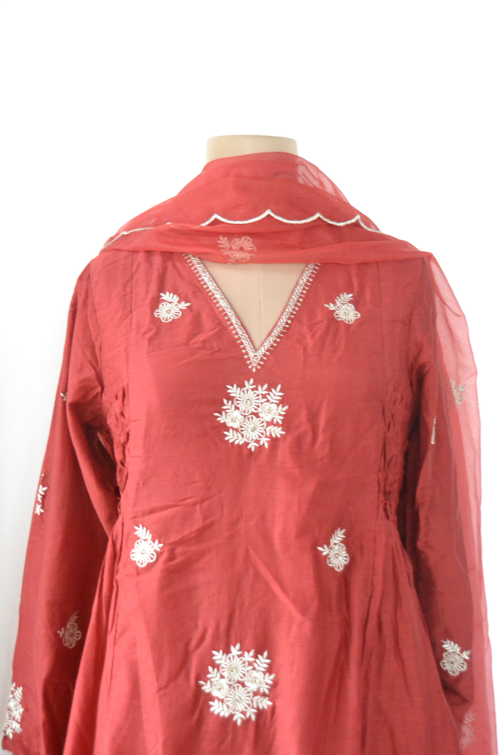 Maroon Mul Chanderi Suit Set