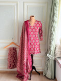 Red cotton shararah suit