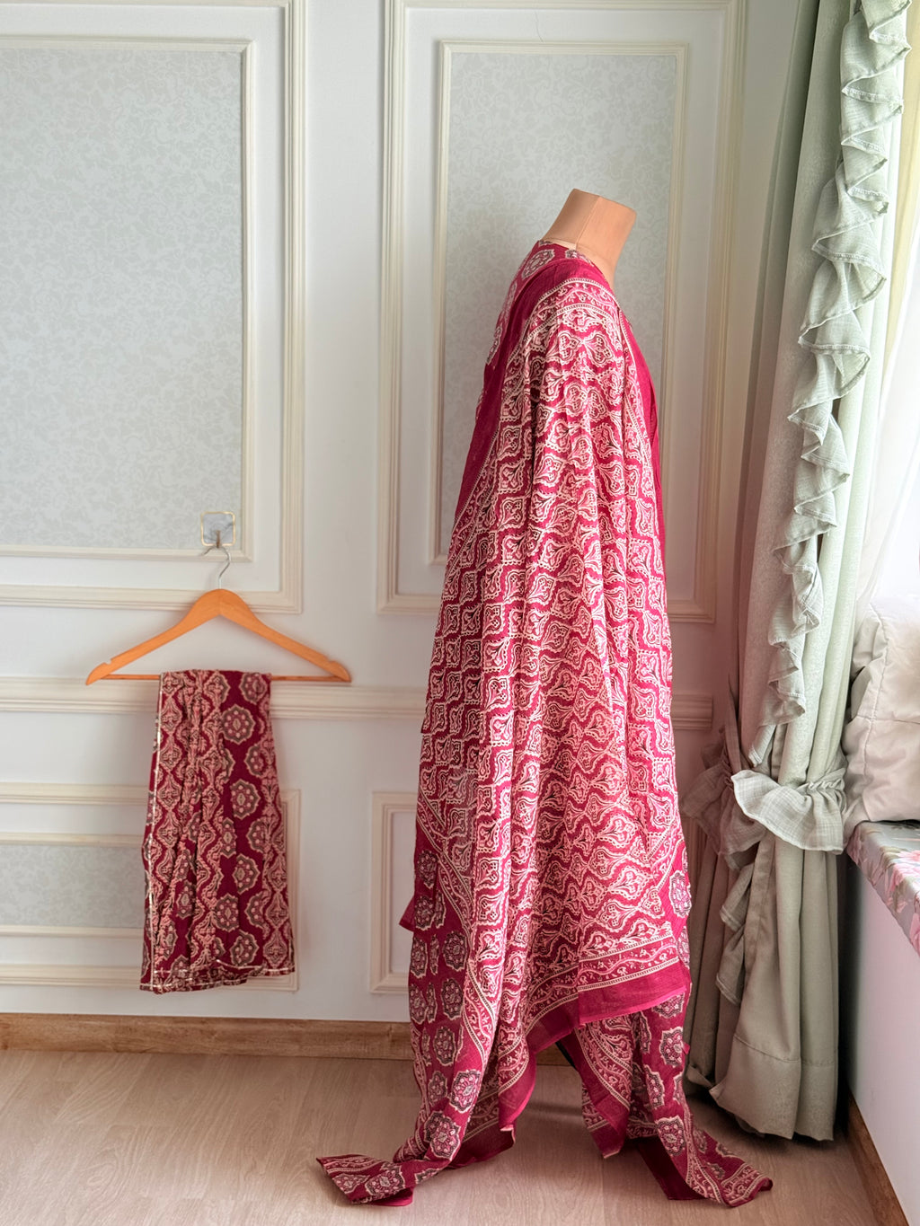 Red cotton shararah suit
