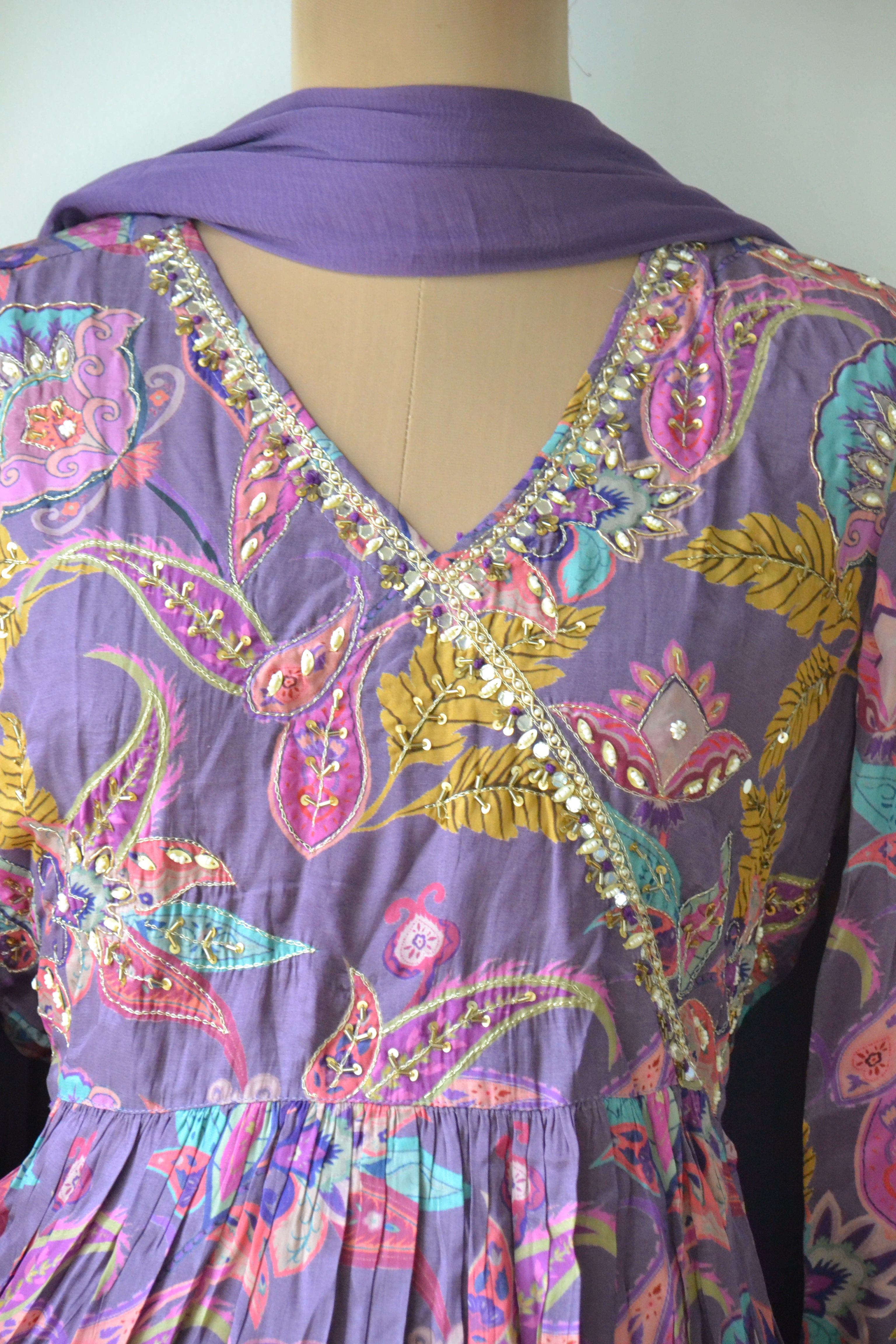 Purple Angrakaha Chinnon Suit