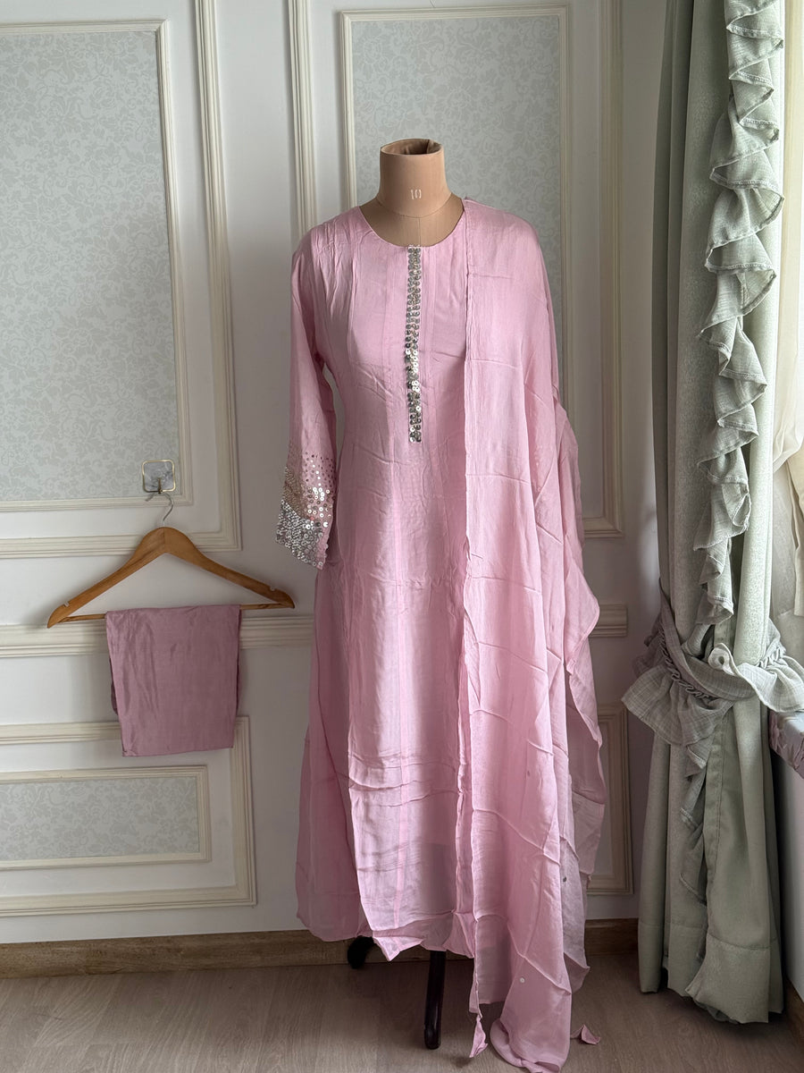 Chinnon baby pink Anarkali