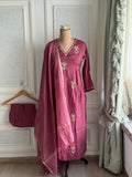 Rose pink mulchanderi suit