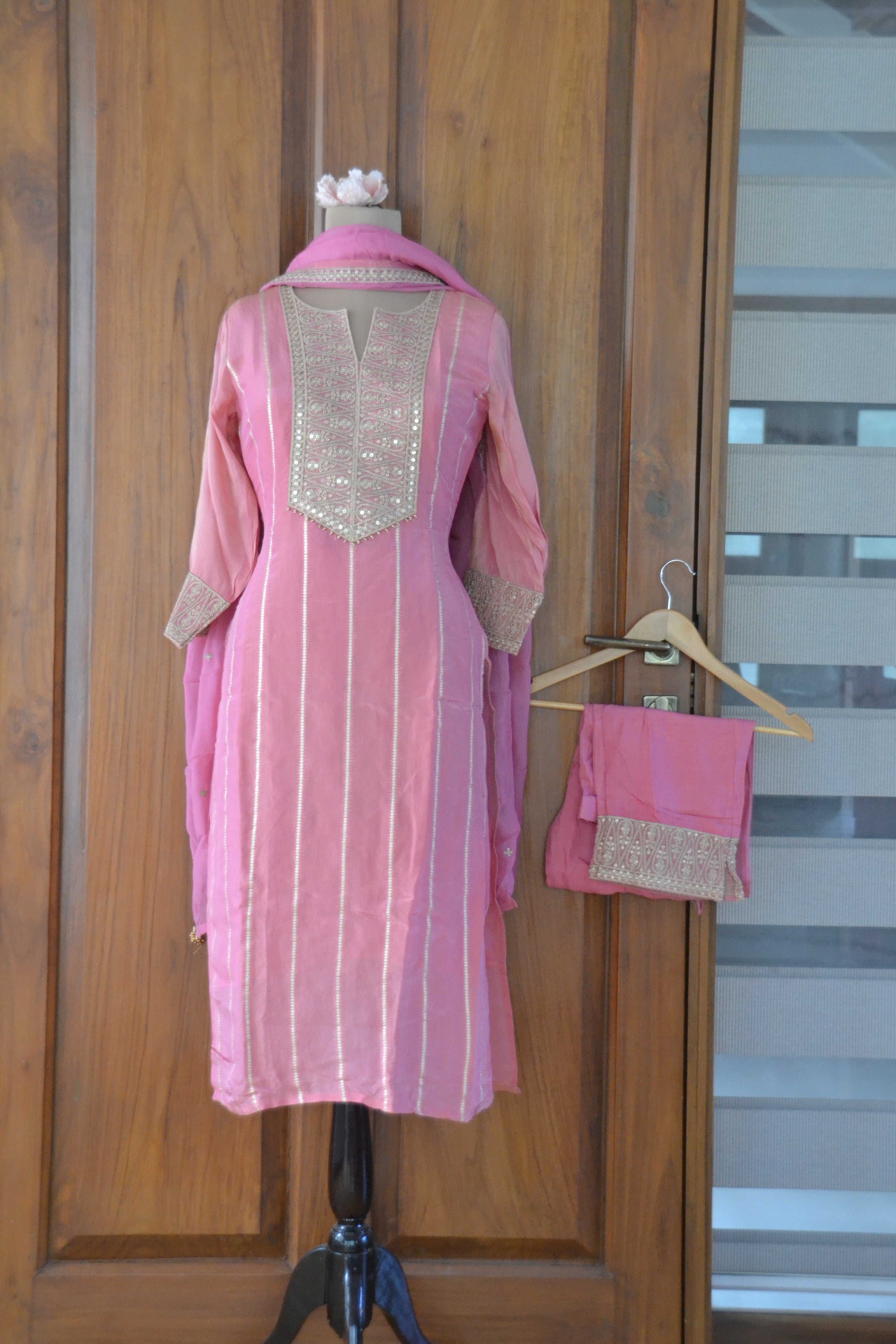 Blush Pink Tissue Straight Cut Suit