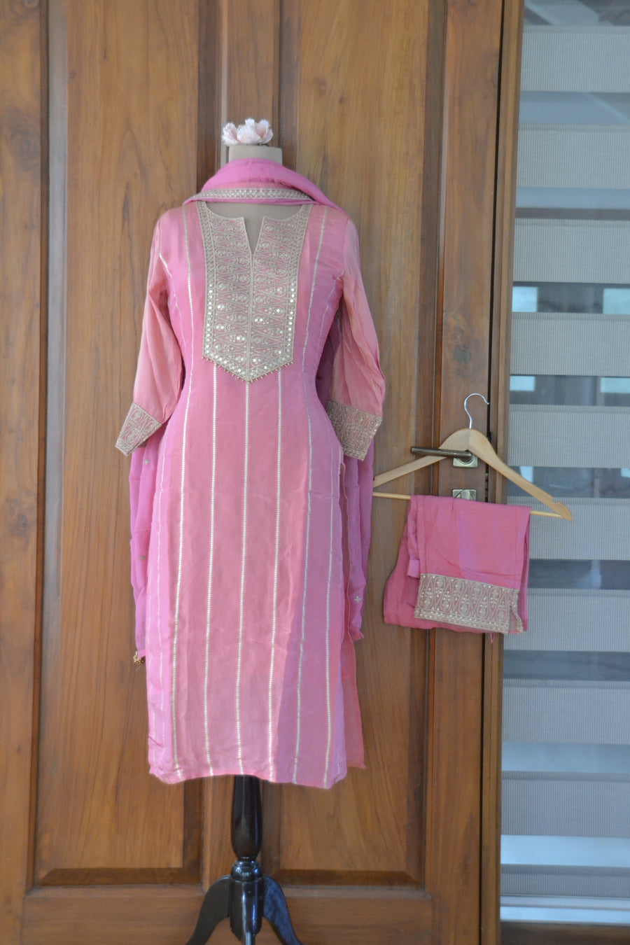 Blush Pink Tissue Straight Cut Suit