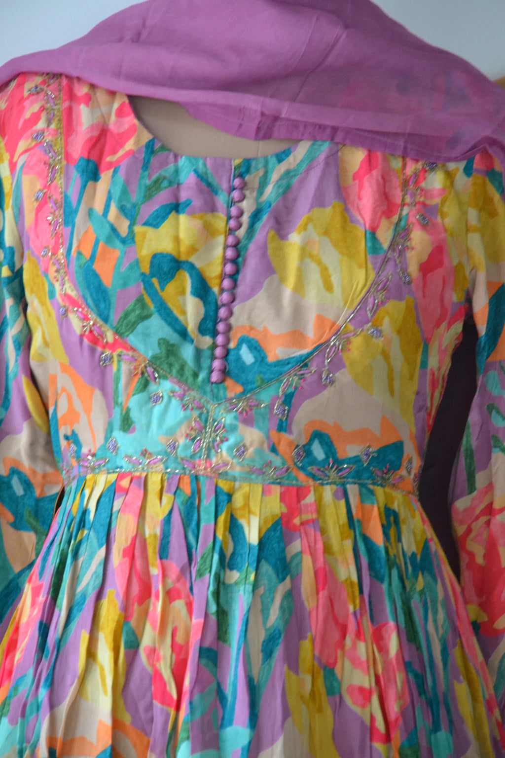 Multicolour Floral Anarkali Set