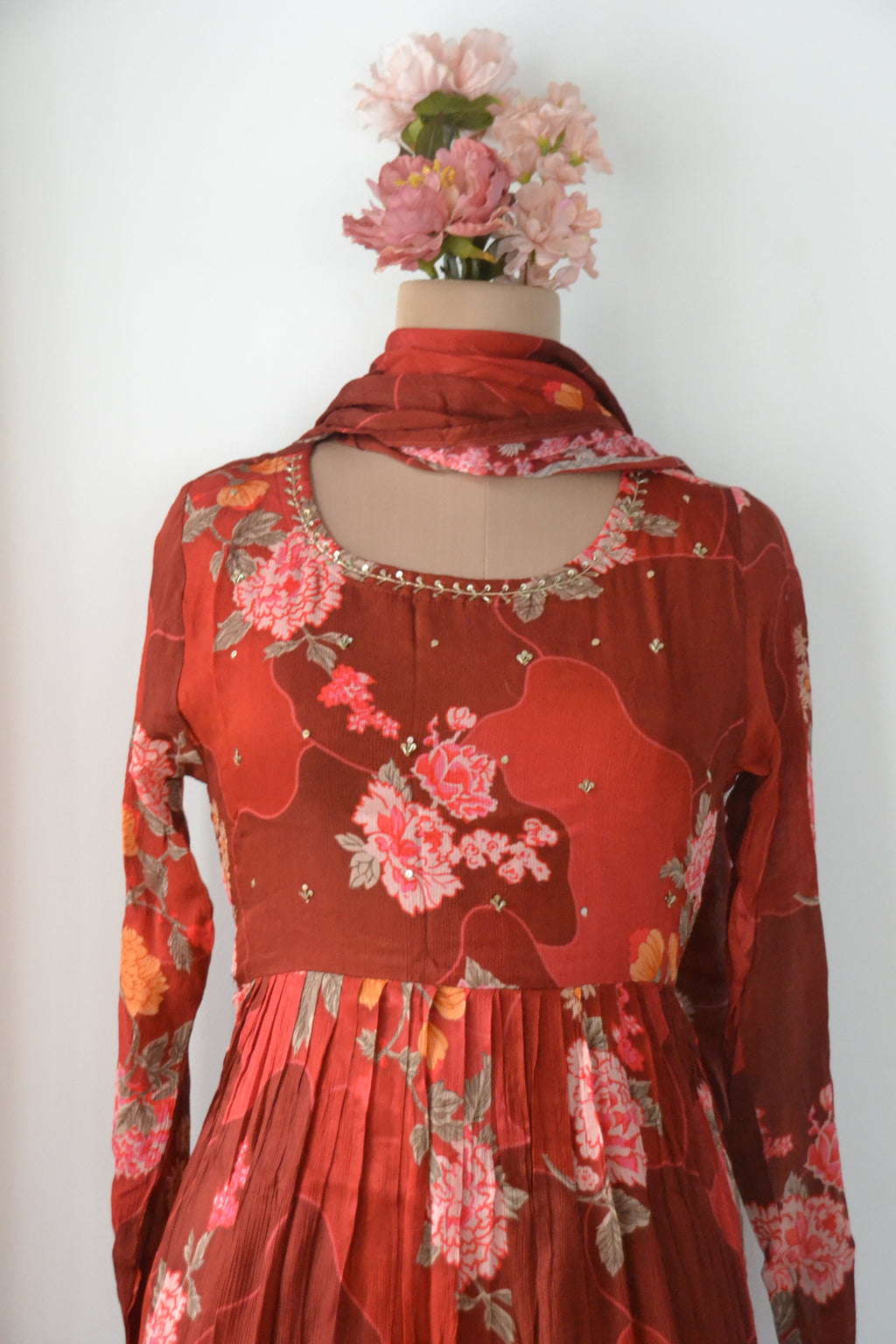 Red Anarkali set
