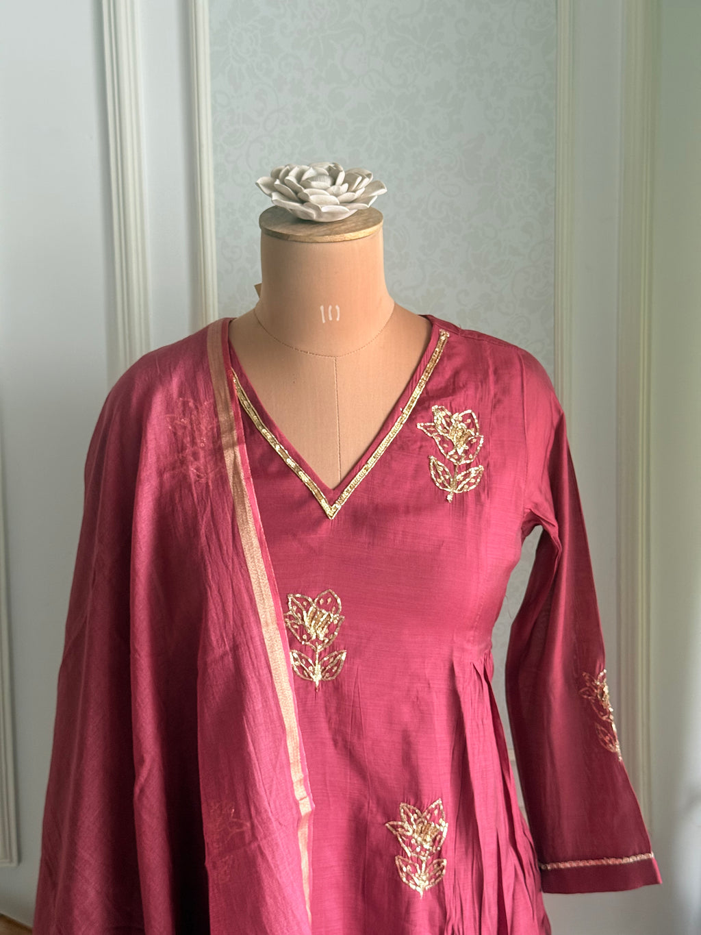 Rose pink mulchanderi suit