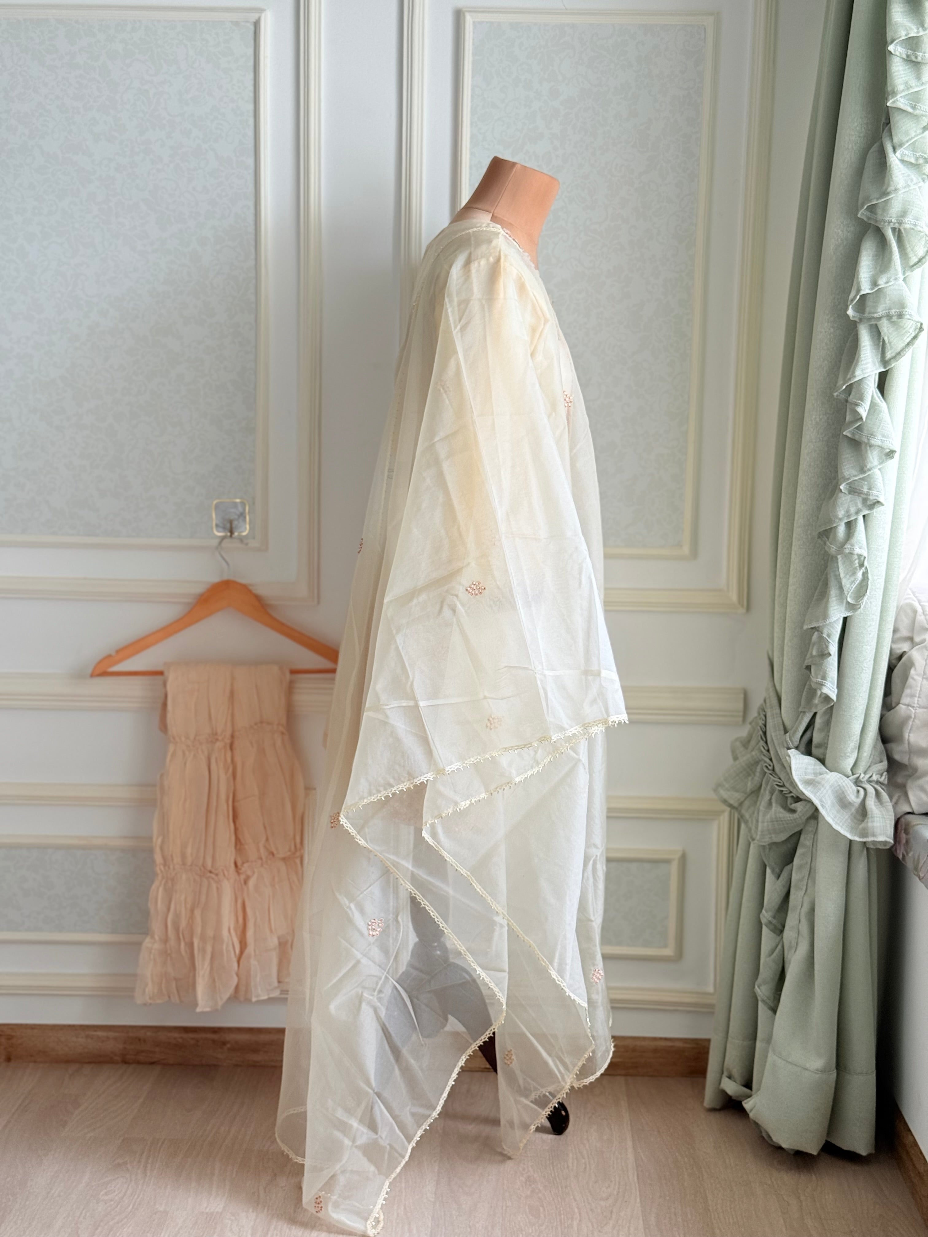 Ivory Organza Shararah Set