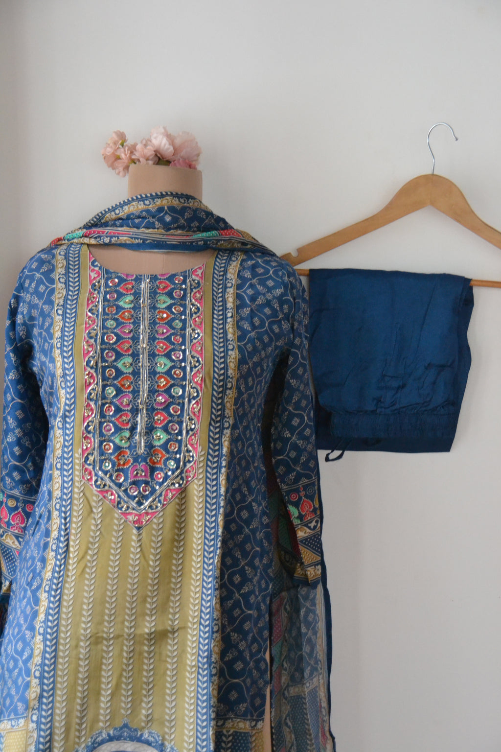 Peacock Royal Blue Crepe Suit