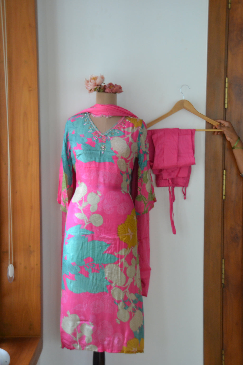 Blooming Hot Pink Crepe Suit