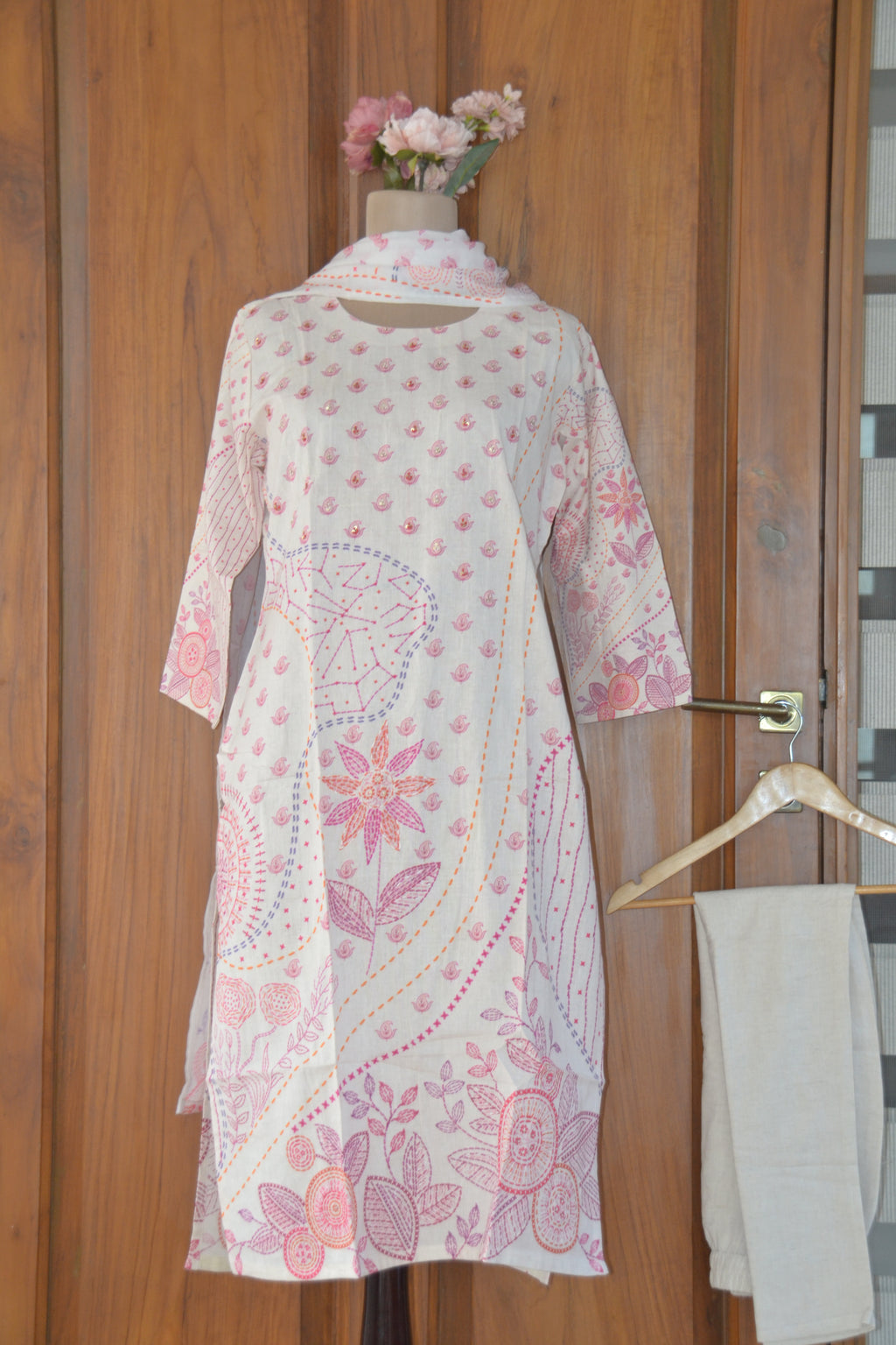 Pastel Bloom Linen-Cotton Suit Set
