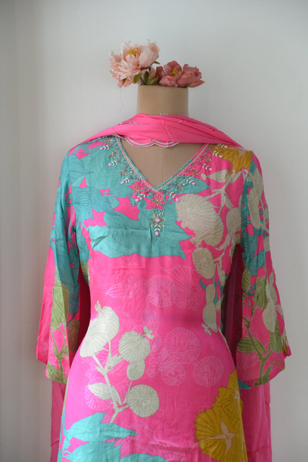 Blooming Hot Pink Crepe Suit